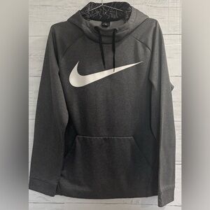 Nike Dri-FIT Hoodie Gray Black Topo Print Swoosh Size Large Like New